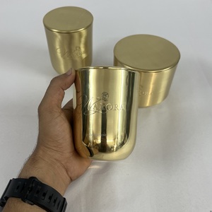 Custom Logo Luxury Brass <b>Candle</b> Jar Shiny Glossy Finish High Quality <b>Candle</b> Jar with Lid Empty <b>Candle</b> Jars for <b>Candle</b> Making - Product Image 4