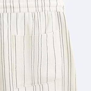 Men's Striped Cotton Shorts <b>Elastic</b> Waist Drawstring Casual Mid Length Breathable Woven Fabric - Product Image 6