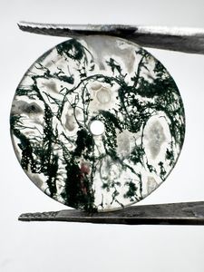 Esfera de Reloj de Ágata Musgosa Natural de 28.50mm Verde/Blanco, 1mm de Grosor, Estilo Clásico, Elegante y de Lujo, para Fabricación de Relojes al por Mayor - Product Image 3