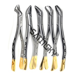 Fórceps de extracción dental con puntas doradas Juego de 5 fórceps de extracción de dientes dentales alemanes Instrumentos dentales - Product Image 2