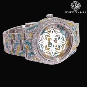 Export Quality Luxury <b>Automatic</b> Mechanical Ice Diamond Dial Glass Window VVS Moissanite Fully Iced Watch Available for Sale - Product Image 4