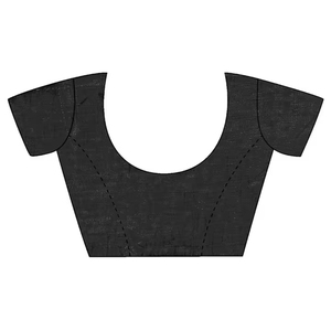 Sari de fiesta de diseño KV para mujer, en georgette de rayón negro con adornos, con blusa sin coser - Product Image 6