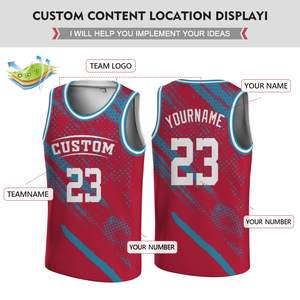 Camisetas de Baloncesto para Adultos al por Mayor de Sports World, Estampadas con Sublimación Completa, sin Mangas, Transpirables, de Secado Rápido, Color Rojo - Product Image 3