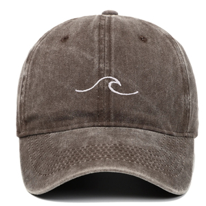 <b>Wave</b> Pattern Embroidered Baseball <b>Cap</b> For Men Women Vintage Washed Cotton Sun Hat Outdoor Sport Unisex - Product Image 4