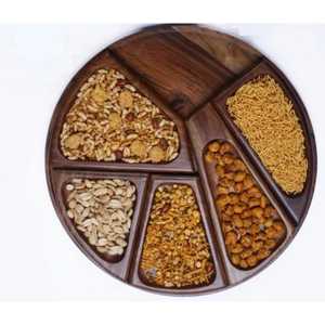 Modern 4 Section Acacia Wood Dry Fruit Box with Clear Acrylic Windows Rectangular Nut Storage Container Modern <b>Snack</b> <b>Tray</b> - Product Image 3