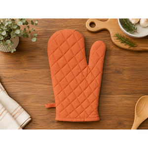 Gant de four matelassé en lin de qualité supérieure, couleur terre cuite unie – Gant de cuisine résistant à la chaleur pour la cuisson et la pâtisserie - Product Image 1