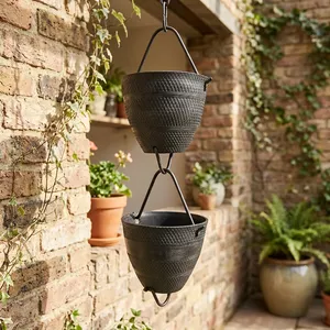 Cadena de Lluvia Decorativa de Aluminio Martillado para Canaletas, Cadena para Drenaje de Agua de Lluvia en Jardines Exteriores, Decoración Colgante - Product Image 2