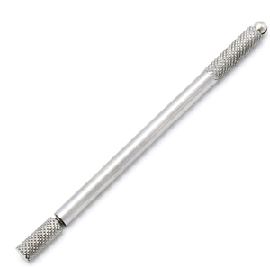 Support de micro-lame professionnel de précision en acier inoxydable argenté avec poignée moletée pour techniques de microblading précises - SET - Product Image 2