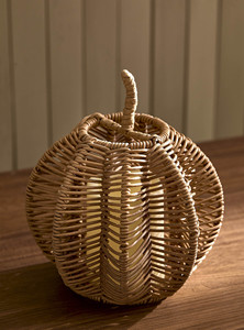 Round Rattan Pumpkin Halloween Decor Handwoven Natural Fiber Autumn Decoration Rustic Fall Centerpiece Harvest Party Ornament - Product Image 4