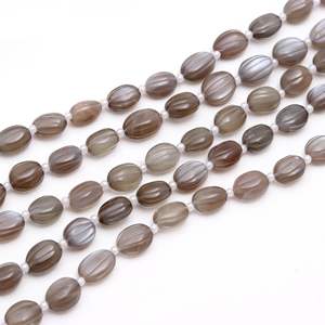 Cuentas Ovaladas Talladas a Mano de Piedra Lunar Gris Natural, Cuentas de Piedras Preciosas Talladas a Mano de 8 Pulgadas para Fabricación de Joyas, Tallados de Piedras Preciosas - Product Image 3