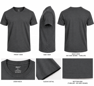 T-shirt tubulaire 100 % coton pour homme, col rond, manches courtes, gris foncé chiné uni - Product Image 1