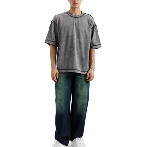 Camiseta de hombre con efecto desgastado, cuello redondo, algodón lavado, estilo casual, moda de verano y oferta en línea - Product Image 2