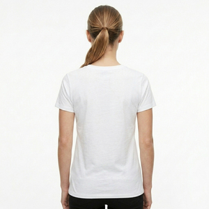 T-shirt de sport pour femme à col en V en mélange de spandex haute élasticité, personnalisable, uni, pour la gym et le fitness, haut de sport féminin - Product Image 4