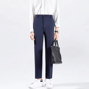 <b>Men's</b> Business Suit Trousers Formal Office <b>Men</b> Suit Long Pants <b>Stretch</b> Slim Fit Straight Solid Color Casual Pants - Product Image 3