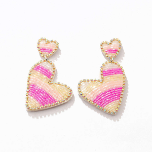 Pendientes de Aro de Lujo Hechos a Mano con Bordado y Cuentas de Cristal, Colgantes de Corazones Decorativos para Bodas y Eventos Festivos, Color Personalizado de Moda - Product Image 1