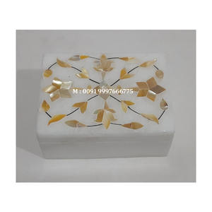Looking So Gorgeous White Marble With Fine Finishing Square Shape And Inlay Blue Mother Of Pearl Jewelry <b>Gift</b> <b>Box</b> For <b>Ramadan</b> - Product Image 6
