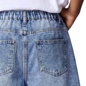 <b>Mens</b> Light Blue Denim Shorts Breathable Summer Mid Straight-leg Washed <b>Ripped</b> Distressed Knee Length Casual Vintage Whisker - Product Image 4