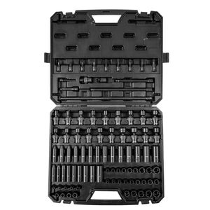 Set di chiavi a bussola a impatto da 90 pezzi (6 punte) SAE/Metrico per riparazioni auto (attacco da 3/8 pollici, da 1/4 a 19 mm, acciaio legato Cr-Mo, misura 22 mm) - Product Image 1