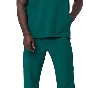 High Quality Men's Medical Scrub Uniform <b>Set</b> V-neck Short Sleeve <b>Doctor</b> Nurse Hospital Workwear Suit Dental Spa Uniforms - Product Image 5