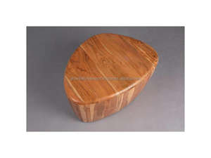 Mesa de centro redonda de madera maciza asequible, mesa auxiliar moderna de madera para sala de estar, mesa de centro de madera rústica, muebles de madera natural - Product Image 3