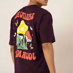 T-shirt personnalisé pour homme, coupe oversize, 100% coton, matière épaisse, 260 g/m², impression DTG, style rétro streetwear, t-shirt uni délavé - Product Image 4