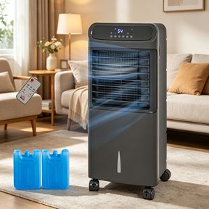 Ventilatore Rinfrescante Evaporativo Nero 3-in-1 con Telecomando, Timer e Oscillazione, per Casa, Ufficio, Camera da Letto, Spina AU, Certificato ROHS, Usato - Product Image 1