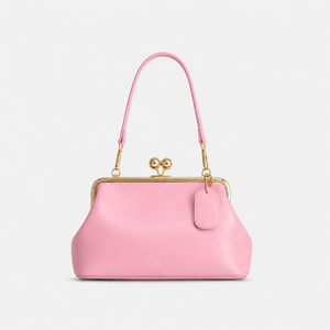 Pink <b>Frame</b> Handbag Women Classic Single Strap PU Leather Wedding Daily Use Hasp Closure Stylish Bag - Product Image 1