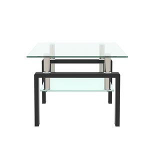 Modern Rectangle Black Glass Coffee Table Clear Center <b>Side</b> Tables for Living Room Essential Furniture - Product Image 6