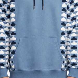 เสื้อฮู้ด NEXTEX รุ่น Unisex Cloud Grid Pullover สีฟ้าพาสเทล ผ้าฝ้ายฟลีซเนื้อนุ่ม อุ่นสบาย พิมพ์ลายกราฟิก - Product Image 6