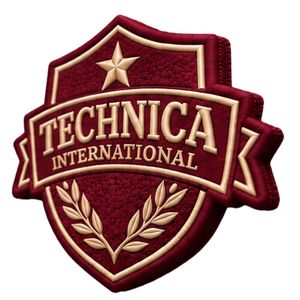 Écusson brodé Technica International marron avec étoile dorée et couronne de lauriers pour vestes, sacs, uniformes et vêtements - Product Image 3