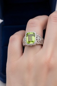 แหวนเงินแท้ 925 ประดับเพอริดอทดีไซน์อิตาลี สำหรับทั้งชายและหญิง เหมาะสำหรับงานหมั้นและงานแต่งงาน เครื่องประดับหรูหราทันสมัย - Product Image 5