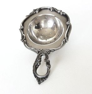 Silver <b>Tea</b> Strainer with Ornate Handle Polished Metal Mesh Filter Classic Design for Loose Leaf <b>Tea</b> - Product Image 2