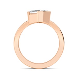 Anillo de compromiso de lujo con diamante cultivado en laboratorio en forma de esmeralda en oro rosa de 10 quilates con elegancia nupcial brillante - Product Image 2