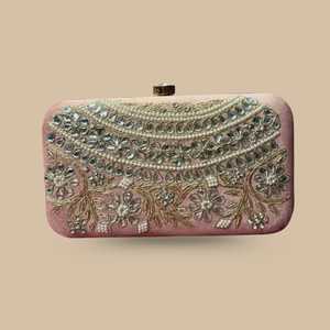 Traditional High-Quality Lace Embroidered Women's jewelry Clutch Bag with Pearl Handle and <b>Magnetic</b> Closure party bag - Product Image 5