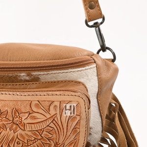 Bolso de Cintura de Cuero Repujado Estilo Boho, Bolso Cruzado de Viaje con Flecos de Gamuza - Product Image 5
