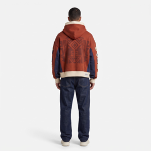 Sweat à capuche oversize en coton épais 530 GSM, coupe carrée, imprimé géométrique, pull pour homme, fabricant OEM Sialkot - Product Image 2