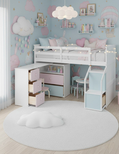 Cama litera de lujo tamaño twin ajustable con escalones de almacenamiento y escritorio para dormitorio infantil - Product Image 1