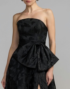 Elegante Vestido de Gala Vintage sin Tirantes con Cuello Cuadrado, Largo hasta el Suelo, de Satén, con Cinturón, Espalda Descubierta, Cintura Natural y Bordado Floral - Product Image 3