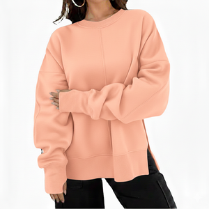 Sweat-shirt décontracté surdimensionné pour femme, imprimé, doublé, chaud, en molleton bouclette, à manches longues, coupe ample et tendance, style streetwear, pour le quotidien - Product Image 4