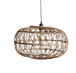 Artisan Woven Natural Rattan Lampshade Creative Straw Hanging Chandelier Cover Minimalist Open Weave Pendant <b>Light</b> <b>Shade</b> <b>Kitchen</b> - Product Image 1