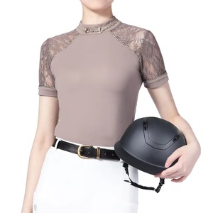 เสื้อขี่ม้าผู้หญิงคุณภาพสูง ผ้าถักเนื้อแน่น แห้งเร็ว แขนสั้น ปรับแต่งได้ - Product Image 1