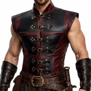 Armadura de Cuero Medieval Hecha a Mano, Cuerpo de Armadura con Hebilla, Disfraz de Caballero para Cosplay, Armadura de Pecho para Halloween y Fiestas de Pascua - Product Image 1