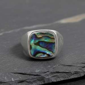 Abalone <b>Shell</b> Ring 925 Sterling Silver Mens Handmade Gemstone Jewelry Statement Ring Elegant Gift For Him - Product Image 4