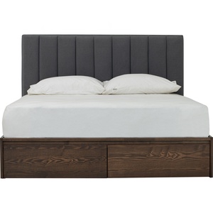 Modern Upholstered <b>Panel</b> Bed Fabric <b>Headboard</b> Platform Bed Wood Storage Drawer Bed Frame - Product Image 4