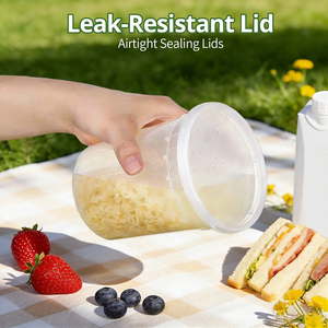กล่องเก็บอาหารดีไซน์ทันสมัย ขนาด 32/16/8 ออนซ์ ฝาพลาสติกสำหรับอาหารเดลิ ซุป อาหารสำเร็จรูป ปลอดสาร BPA ป้องกันการรั่วซึม ใช้กับไมโครเวฟและช่องแช่แข็งได้ - Product Image 4