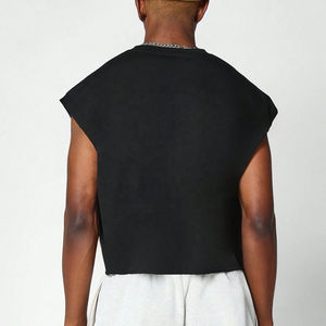 Camiseta sin mangas personalizada para hombre, estilo boxy, con corte deshilachado, sin mangas, ecológica, de elastano/algodón, cuello redondo, formal, de verano, con botones, de secado rápido - Product Image 6