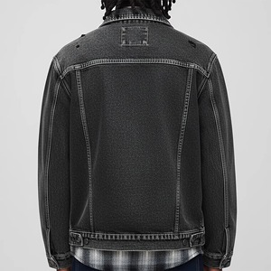 New 2026 High Quality Canvas <b>Jacket</b> Oem Designs Men's <b>Jackets</b> Wholesale Custom Washed Black Denim <b>Jacket</b> - Product Image 6