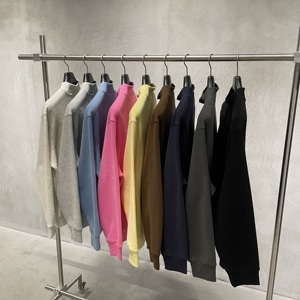 เสื้อสเวตเชิ้ตคอกลมสีชมพูทรงโอเวอร์ไซส์สำหรับผู้ชาย ผ้าฝ้ายเฟรนช์เทอร์รี่ สีพื้น สวมใส่สบายๆ เหมาะกับฤดูร้อน - Product Image 6