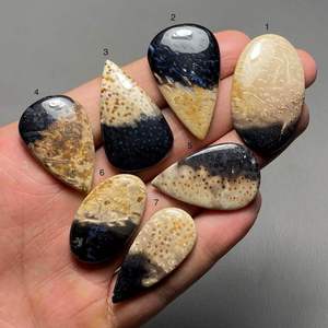 Vente en gros de pierres d'agate de racine de palmier de qualité supérieure, exclusives, naturelles, de couleur marron crème, pour bijoux féminins - Product Image 4