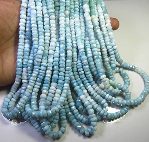 Perles de pierre précieuse Larimar bleu naturel, facettées en rondelle, 6 mm, brin de 8 pouces, perçage central, pour la fabrication de bijoux DIY - Product Image 4